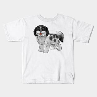 Dog- Shih Poo - Black and White Kids T-Shirt